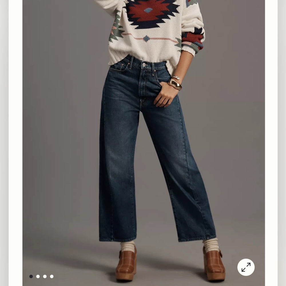 MOTHER Dark Blue Wide Leg Jeans